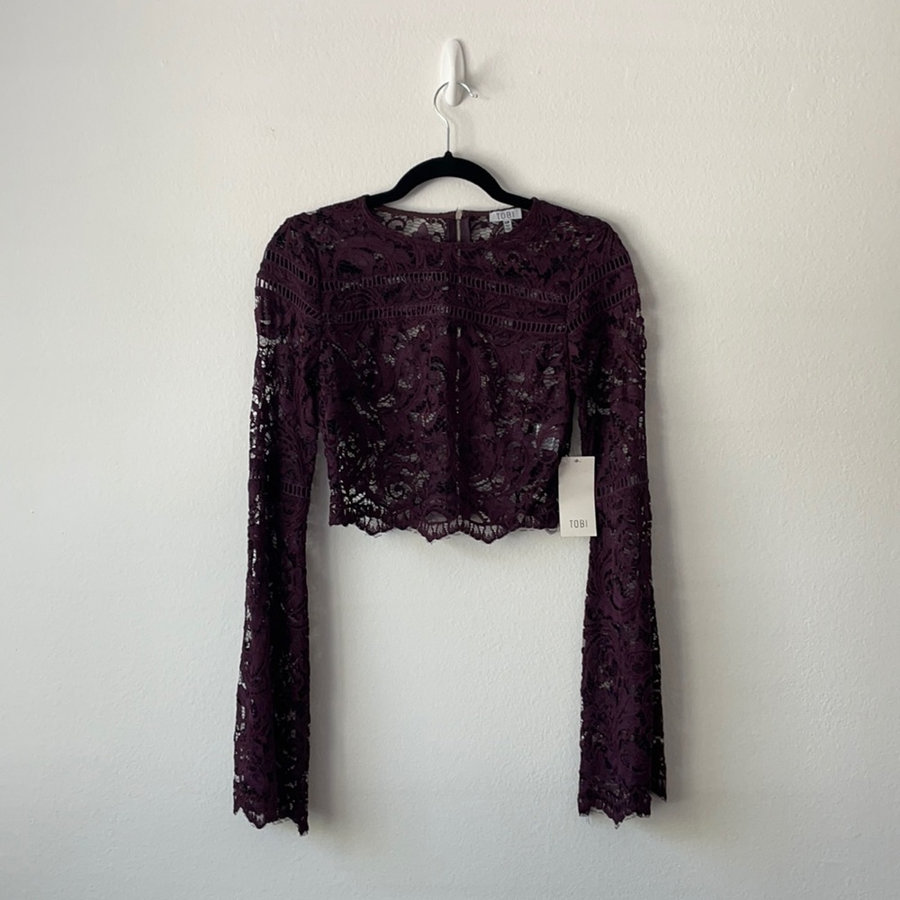 Purple lace, cropped long sleeve
